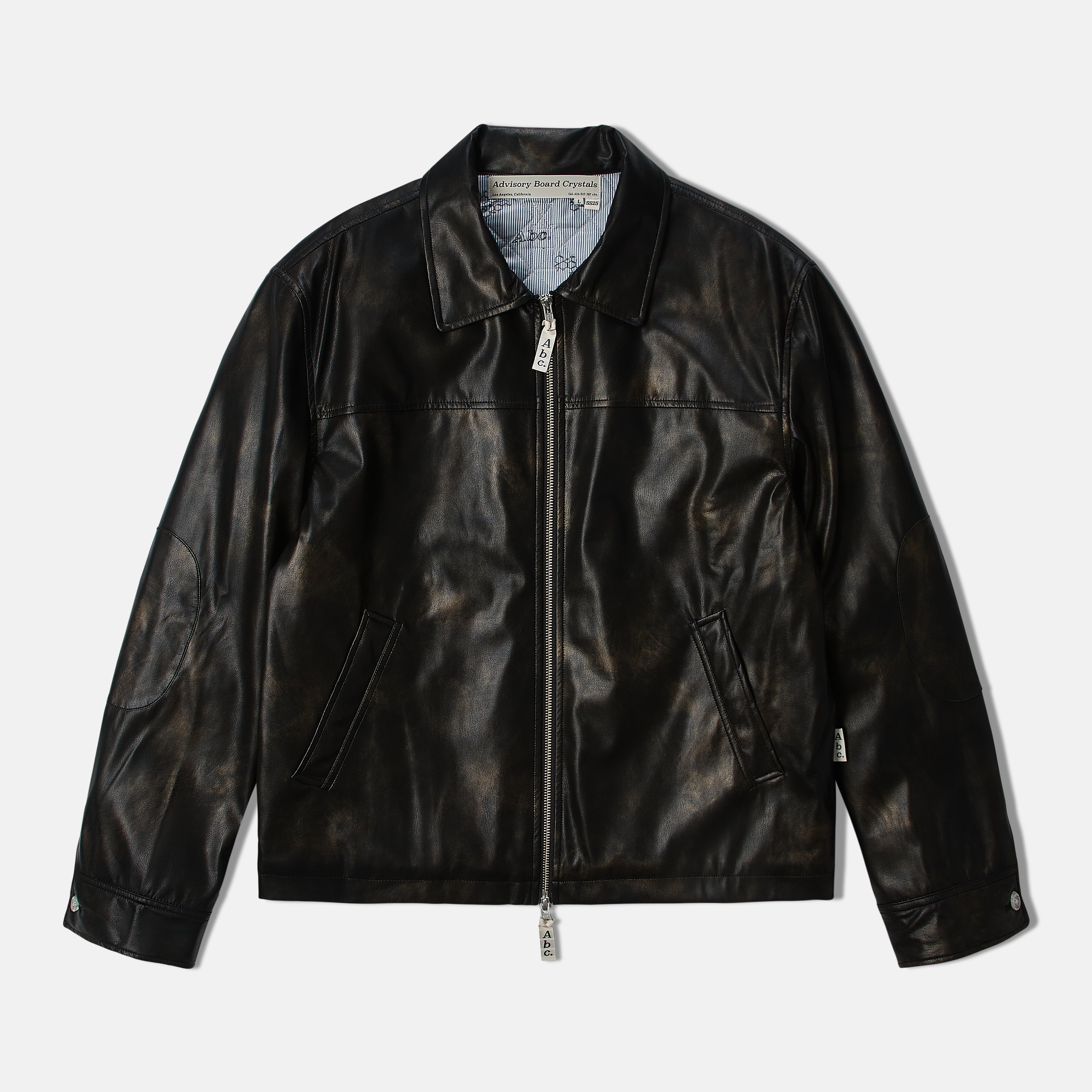 Abc. AGED FAUX LEATHER ZIP JACKET – Advisory Board Crystals