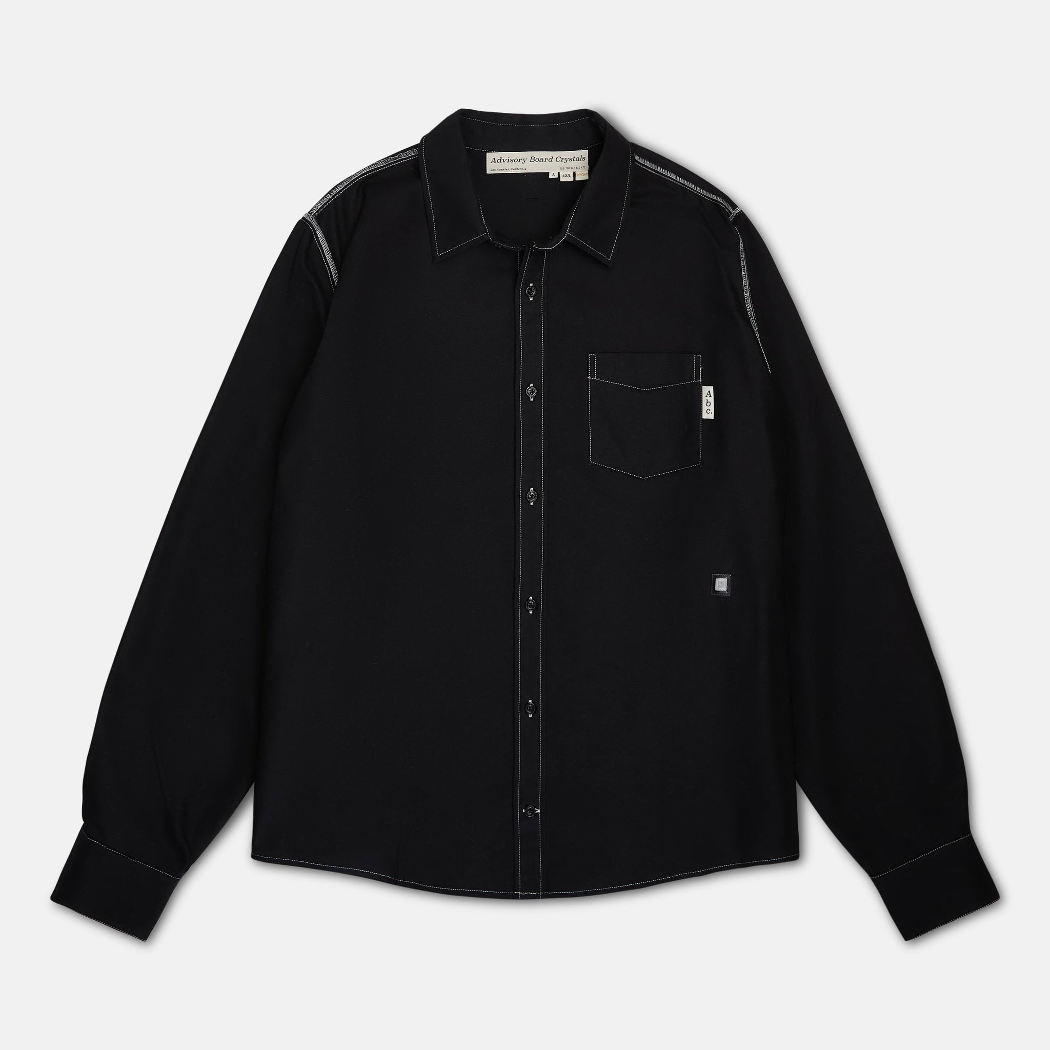 Abc. 123. Silver Hologram Oxford Shirt (Black)- FW24