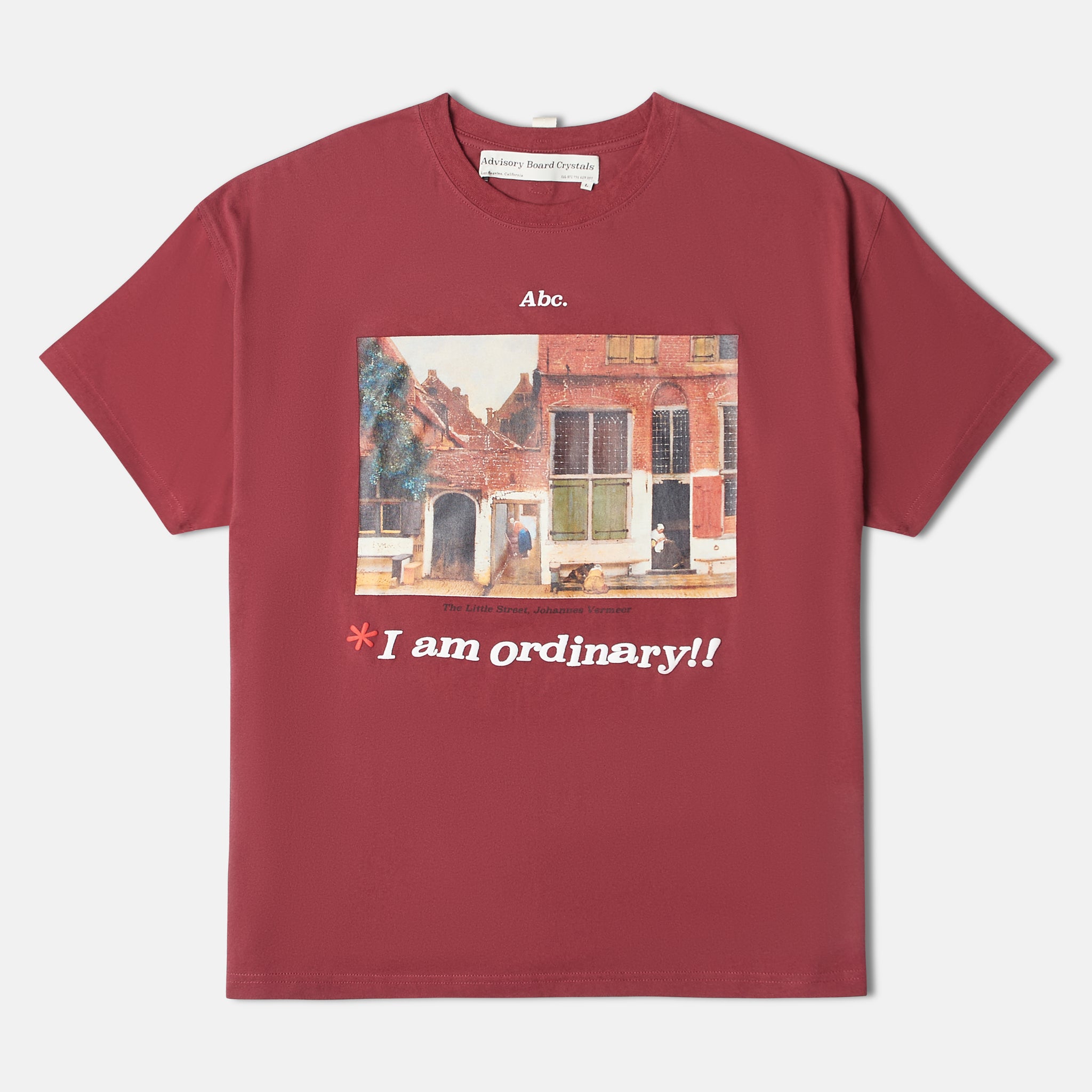 Abc. "I am Ordinary" SS T-Shirt - Oxblood Red