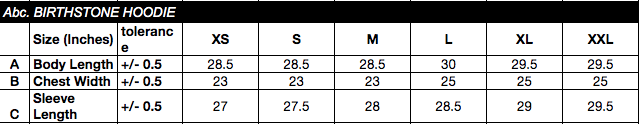 size chart image