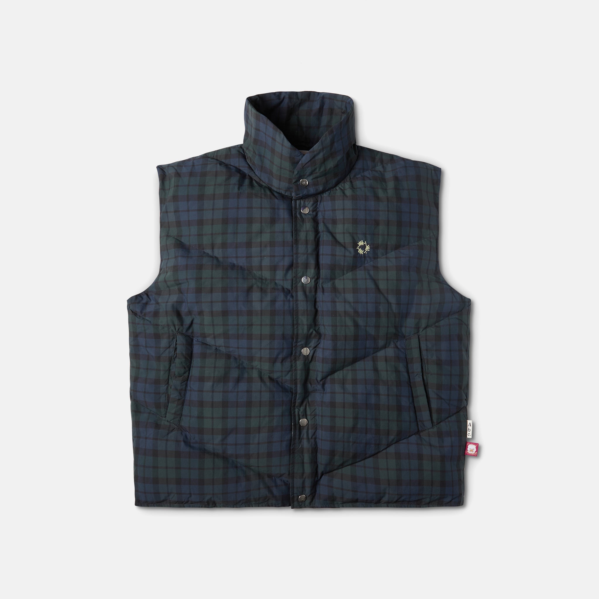 Ivy League Puffer Vest (SS24)- Navy/Green Check